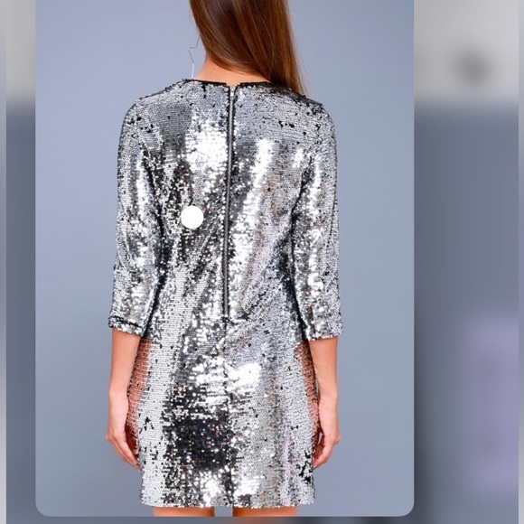 08. Lulus Main Event Silver Sequin Sheath Dress - Picture 9 of 14